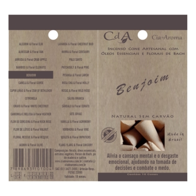 Incenso Cone Benjoim 10 Cones