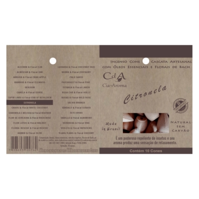 Incenso Cone Refluxo Citronela 10 Cones
