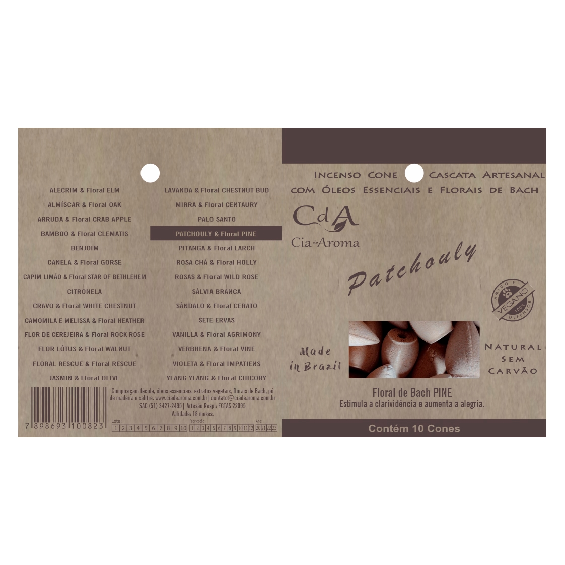 Incenso Cone Refluxo Patchouly 10 Cones