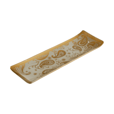 Incensário de Vidro Canaleta Cashmere Branco e Dourado