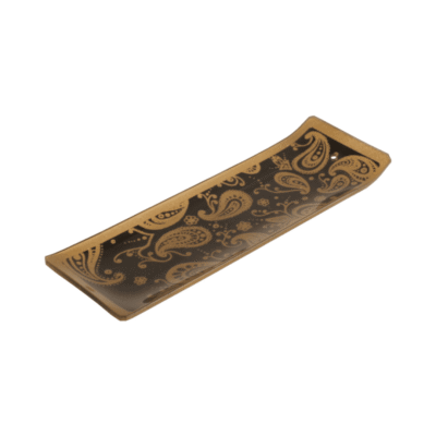 Incensário de Vidro Canaleta Cashmere Preto e Dourado