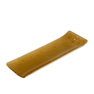 Incensário de Vidro Canaleta Mandala Dourado e Laranja