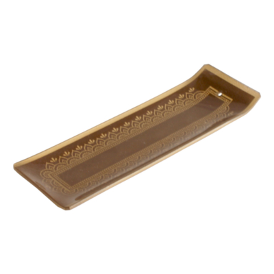 Incensário de Vidro Canaleta Mandala Dourado e Marrom