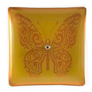 Incensário Borboleta Dourado Marrom Vidro