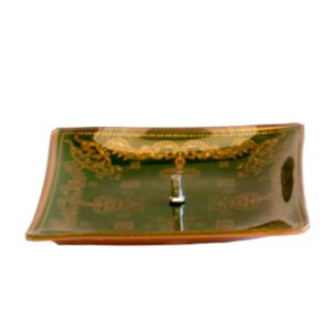 Incensário de Vidro Quadrado Mandala Dourado e Preto