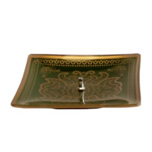 Incensário de Vidro Quadrado Mandala Dourado e Preto