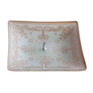 Incensário de Vidro Quadrado Mandala Dourado e Cinza
