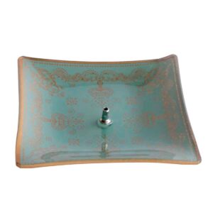 Incensário de Vidro Quadrado Mandala Dourado e Cinza