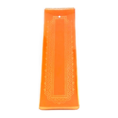 Incensário de Vidro Canaleta Mandala Laranja e Amarelo