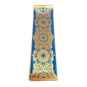 Incensário de Vidro Canaleta Mandala Dourado e Preto