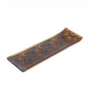 Incensário de Vidro Canaleta Mandala Dourado e Preto
