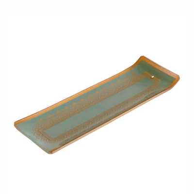 Incensário de Vidro Canaleta Mandala Dourado e Prata