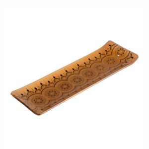 Incensário de Vidro Canaleta Mandala Dourado e Preto