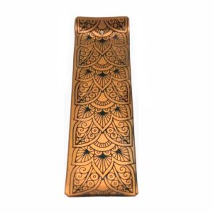 Incensário de Vidro Canaleta Mandala Dourado e Preto