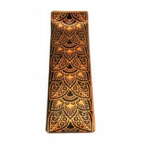 Incensário de Vidro Canaleta Mandala Dourado e Preto