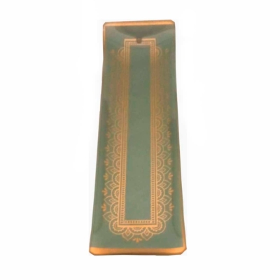 Incensário de Vidro Canaleta Mandala Prata e Dourado