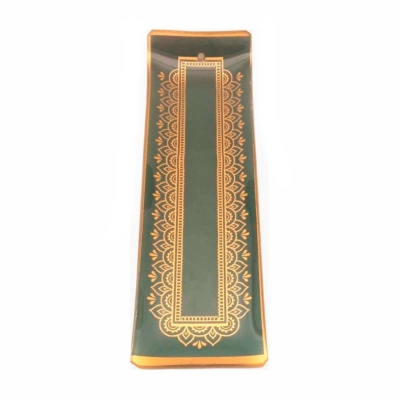 Incensário de Vidro Canaleta Mandala Prata e Dourado