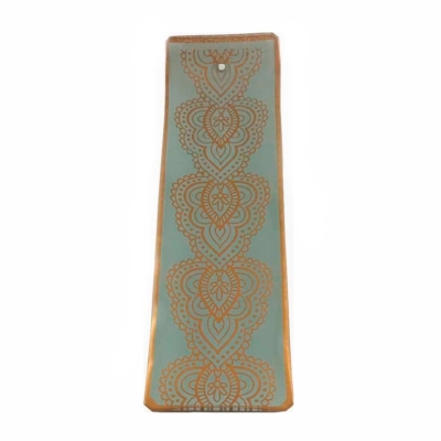 Incensário de Vidro Canaleta Mandala Prata e Dourado