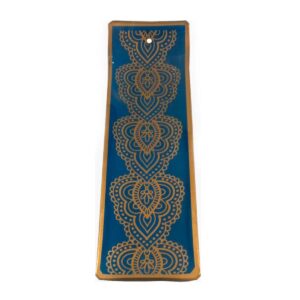 Incensário de Vidro Canaleta Mandala Azul e Dourado